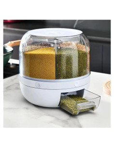 Dispensador de Granos Rotatorio 6 Compartimentos Blanco 5.91kg