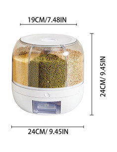 Dispensador de Granos Rotatorio 6 Compartimentos Blanco 5.91kg 2