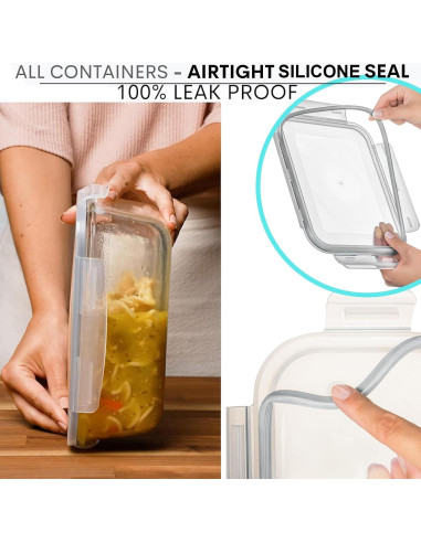 Recipientes de Almacenamiento de Vidrio Razab 8 Tazas 4 Piezas