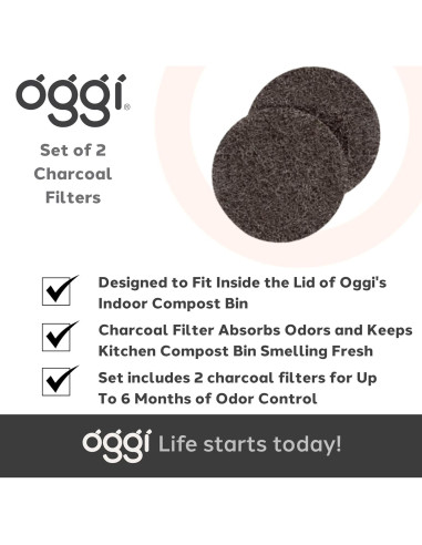 Juego de 2 Filtros de Carbón OGGI para Cubo de Compostaje