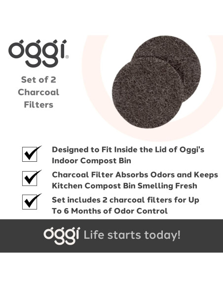 Juego de 2 Filtros de Carbón OGGI para Cubo de Compostaje