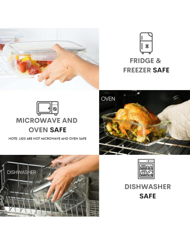 Recipientes de Almacenamiento de Vidrio Razab 8 Tazas 4 Piezas