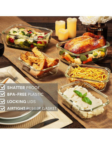 Recipientes de Almacenamiento de Vidrio Razab 8 Tazas 4 Piezas