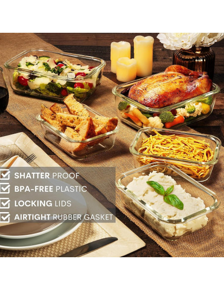 Recipientes de Almacenamiento de Vidrio Razab 8 Tazas 4 Piezas