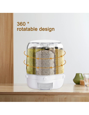 Dispensador de Alimentos 6 Compartimentos 12.5kg Blanco