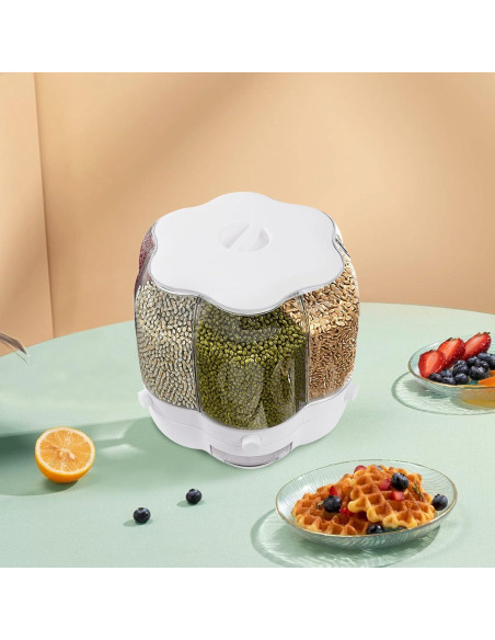 Dispensador de Alimentos 6 Compartimentos 12.5kg Blanco