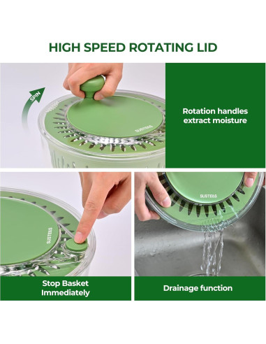 Escurridor de Ensalada SUSTEAS 4.5L con Colador y Rallador
