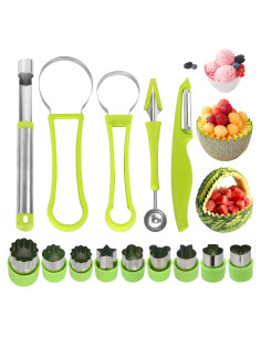 Juego de 14 cucharas para melón Machomby 4 en 1 acero inoxidable