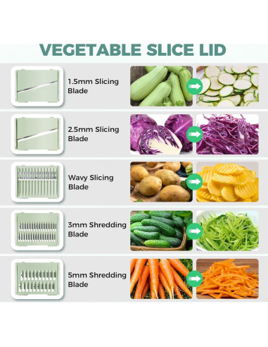 Airpro Ensaladera Grande 5.3L Verde Blanco con Cuchillas