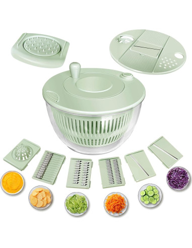 Airpro Ensaladera Grande 5.3L Verde Blanco con Cuchillas