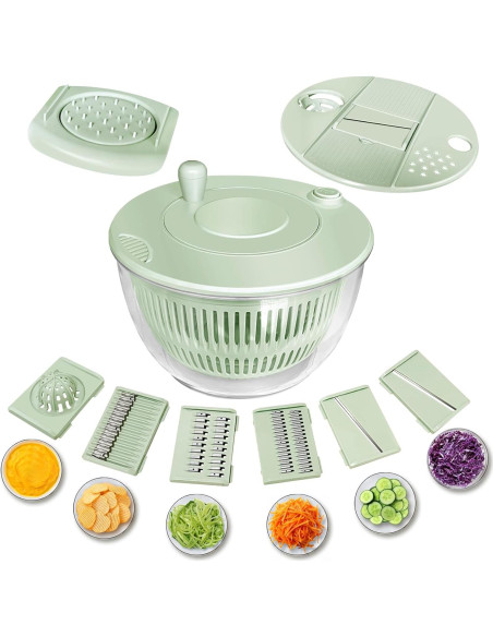 Airpro Ensaladera Grande 5.3L Verde Blanco con Cuchillas