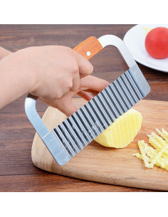 Cortador Crinkle Guardians 2 Piezas Acero Inoxidable Madera 2