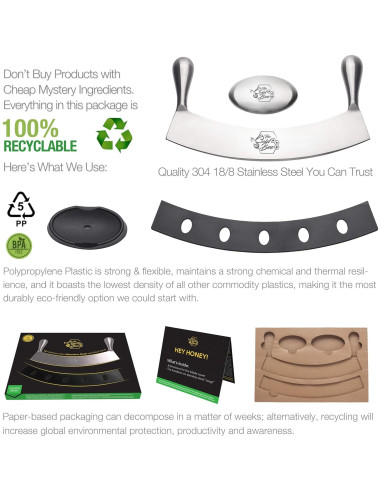 Cuchillo Mezzaluna 30,48 cm The Bold Bee + Jabón Gratis