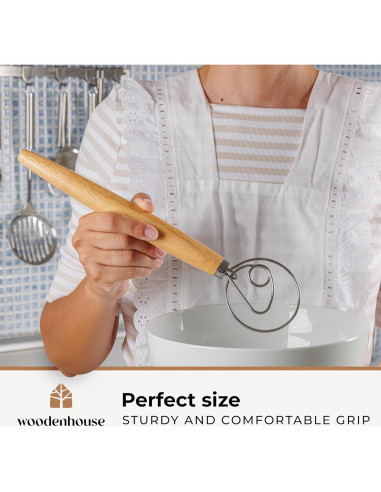 Batidor de Masa Danés Woodenhouse 33 cm Acero Inoxidable