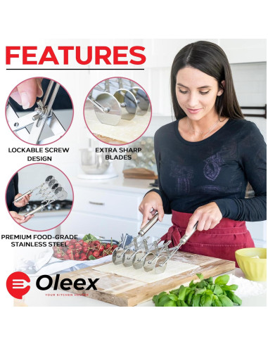 Juego de Cortadores de Masa Oleex 5 Ruedas Acero Inoxidable