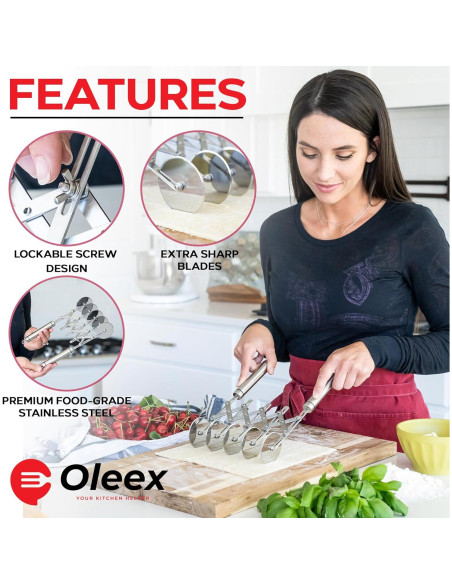 Juego de Cortadores de Masa Oleex 5 Ruedas Acero Inoxidable