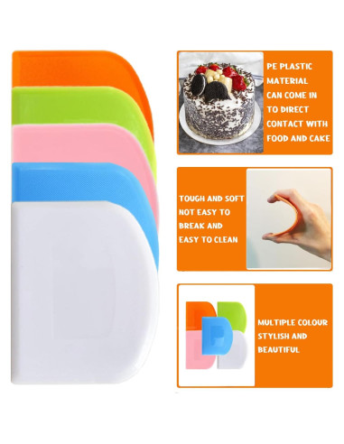 Cortador de Masa CEWIFO 5 Pcs Raspadores de Plástico PE