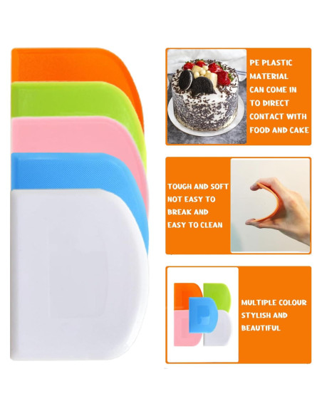 Cortador de Masa CEWIFO 5 Pcs Raspadores de Plástico PE