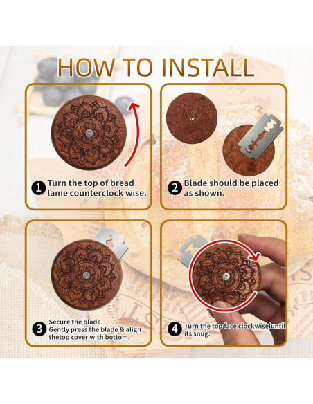 Cortador de Pan COOHLYEE Lame UFO de Madera con 5 Cuchillas Cortador de Pan COOHLYEE Lame UFO de Madera con 5 Cuchillas