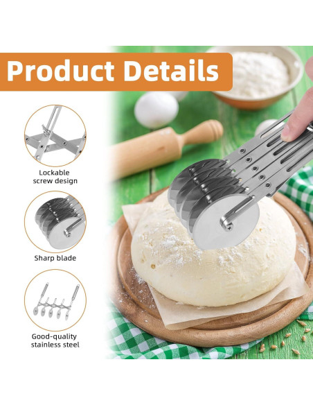 Cortador de Pastelería Profesional Gosknor 5 Ruedas Acero Inoxidable