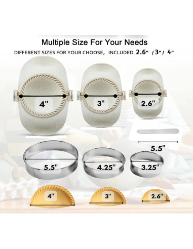 Prensa para Empanadas HLANBABYAMZ 3 Tamaños 10,67 cm