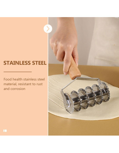 Cortador de Rejilla OSALADI de Acero Inoxidable con Mango de Madera