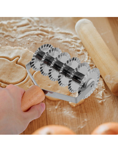 Cortador de Rejilla OSALADI de Acero Inoxidable con Mango de Madera