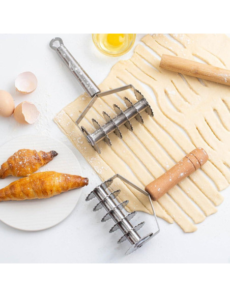 Cortador de Rejilla OSALADI de Acero Inoxidable con Mango de Madera