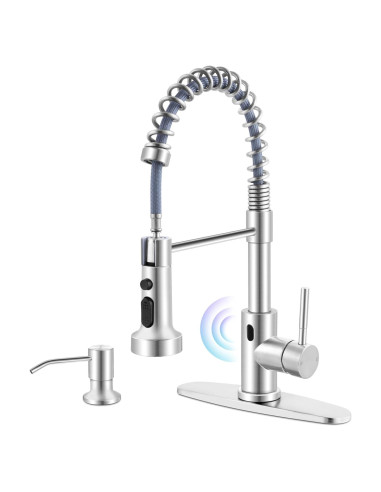 Grifo de cocina Herogo acero inoxidable con sensor y dispensador