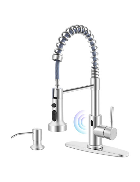 Grifo de cocina Herogo acero inoxidable con sensor y dispensador