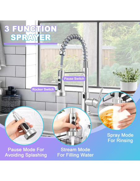 Grifo de cocina Herogo acero inoxidable con sensor y dispensador