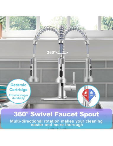 Grifo de cocina Herogo acero inoxidable con sensor y dispensador