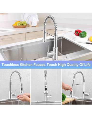 Grifo de cocina Herogo acero inoxidable con sensor y dispensador