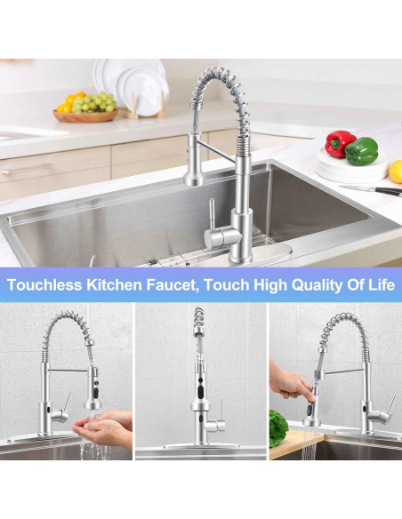 Grifo de cocina Herogo acero inoxidable con sensor y dispensador