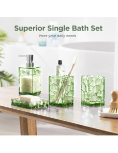Juego de Accesorios de Baño HBlife Acrílico Verde Salvia 2