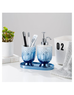 Juego de Accesorios de Baño Cerámica TCQMSS Azul 3 Piezas