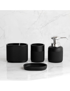 Conjunto de Accesorios de Baño Negro Mate 4 Piezas 2