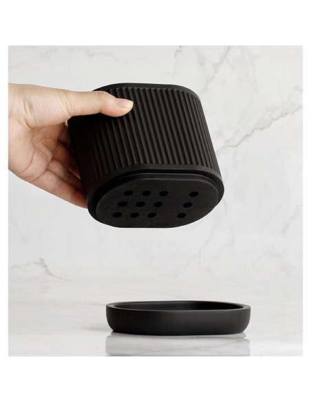 Conjunto de Accesorios de Baño Negro Mate 4 Piezas