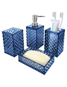 Juego de Accesorios de Baño 4 Piezas Seeatoo Azul