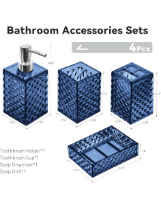 Juego de Accesorios de Baño 4 Piezas Seeatoo Azul 2