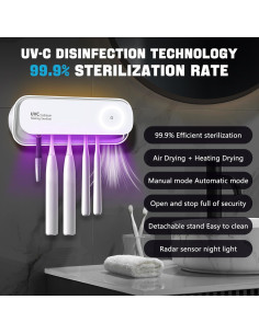 Soporte desinfectante para cepillos de dientes BICUMY 5 ranuras 2