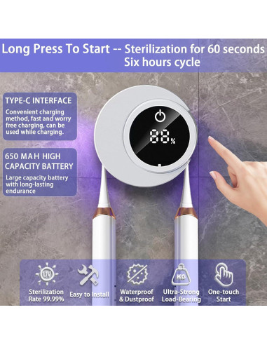 Soporte Inteligente para Cepillos de Dientes Wekity Blanco