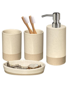 Juego de Accesorios de Baño Cerámica CAA'S Beige 4 Piezas