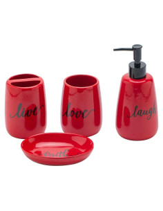 Juego de Accesorios de Baño Cerámica Roja 4 Piezas Ava's