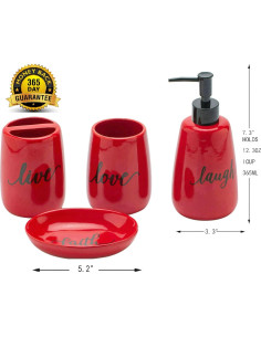 Juego de Accesorios de Baño Cerámica Roja 4 Piezas Ava's 2