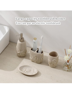 Juego de Accesorios de Baño 4 Piezas Haocoott Beige 2