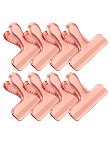Juego de Clips para Bolsas de Comida Whaline 8 Piezas Acero Inoxidable Oro Rosa