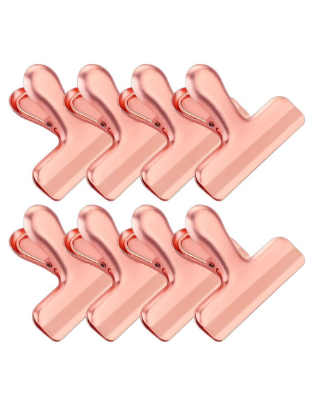 Juego de Clips para Bolsas de Comida Whaline 8 Piezas Acero Inoxidable Oro Rosa