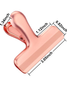 Juego de Clips para Bolsas de Comida Whaline 8 Piezas Acero Inoxidable Oro Rosa 2