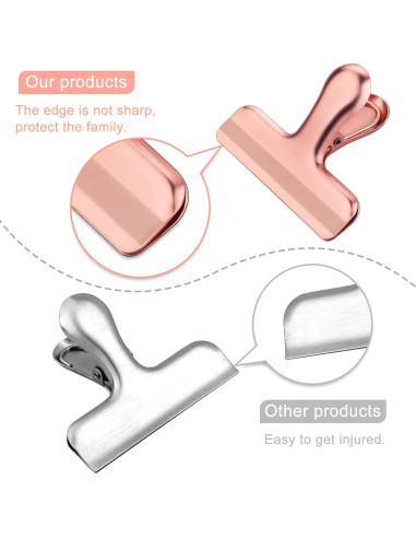 Juego de Clips para Bolsas de Comida Whaline 8 Piezas Acero Inoxidable Oro Rosa